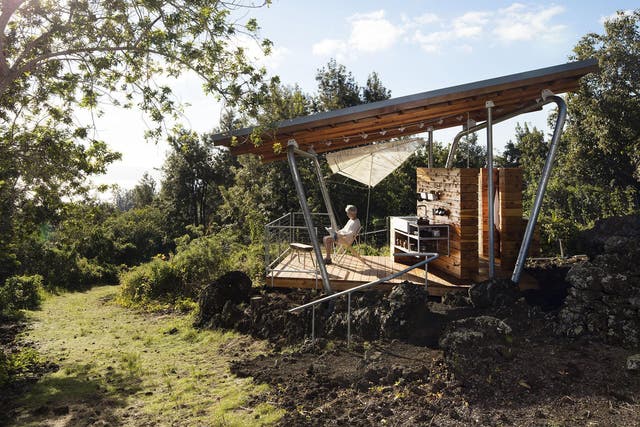 Here today, gone to Maui: The house is made up of two small cabins that contain the basics for daily life