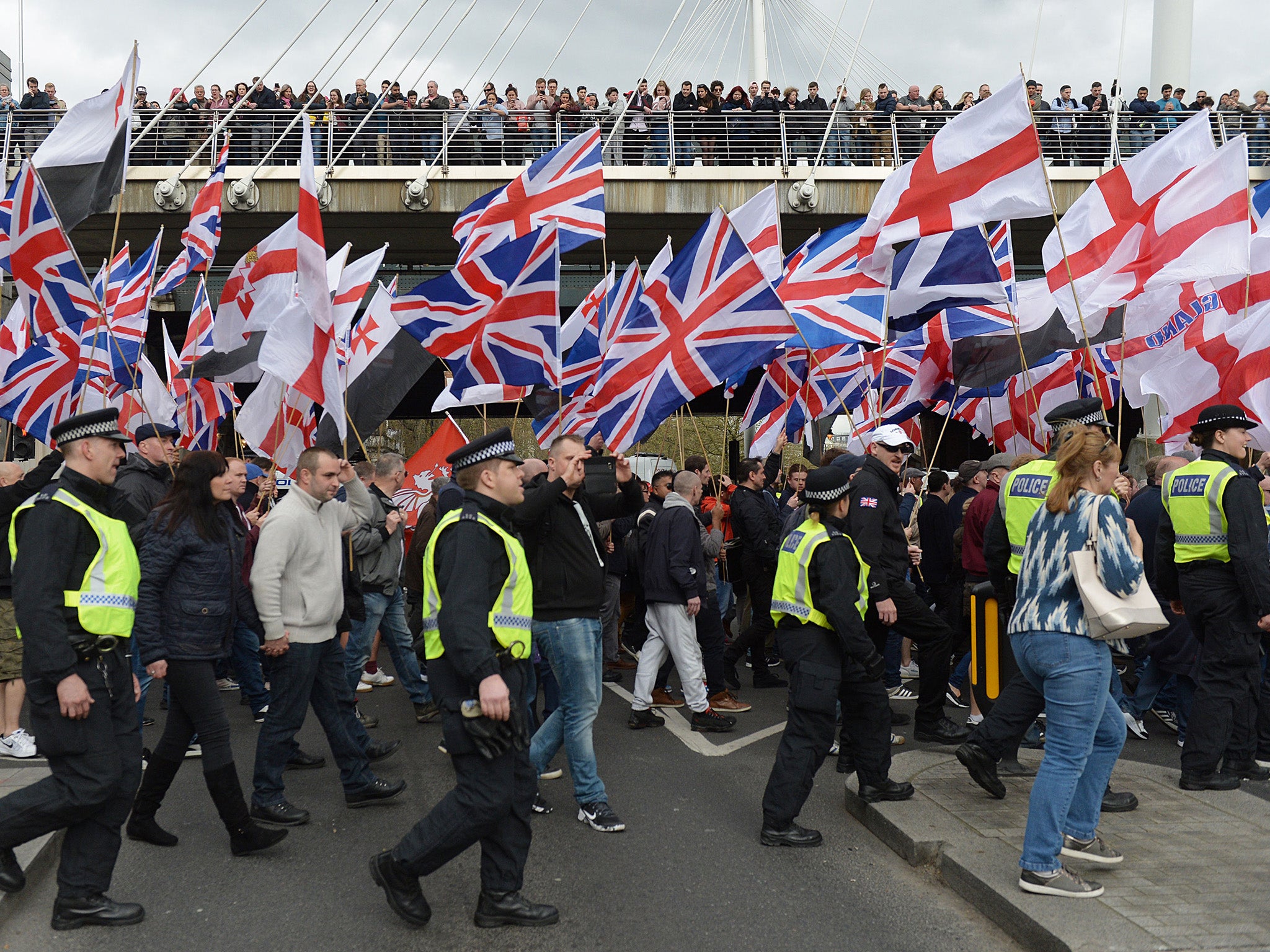 Britain First and EDL protesters joined together for the march