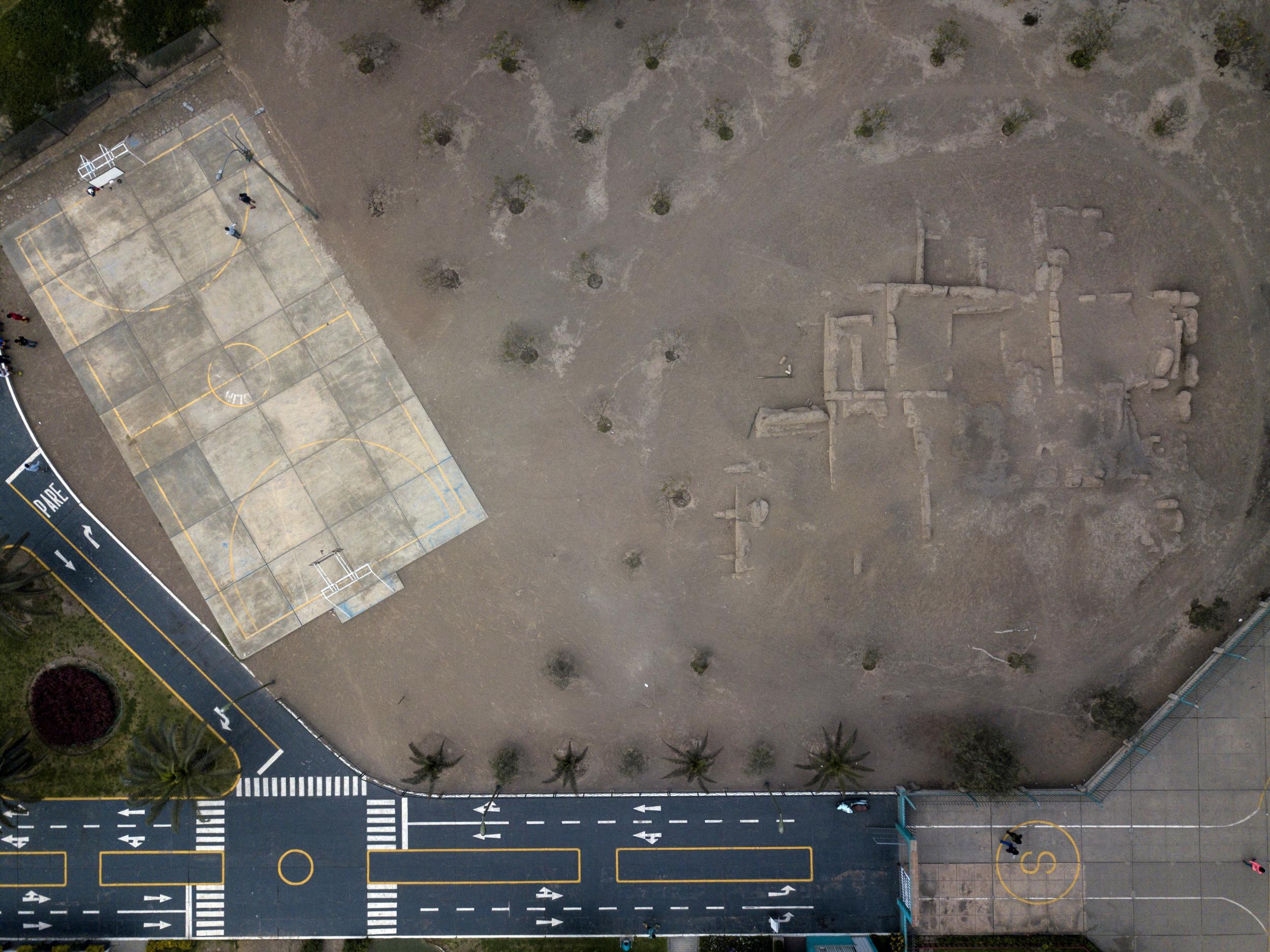 A basketball court built near the archeological site of Limatambo