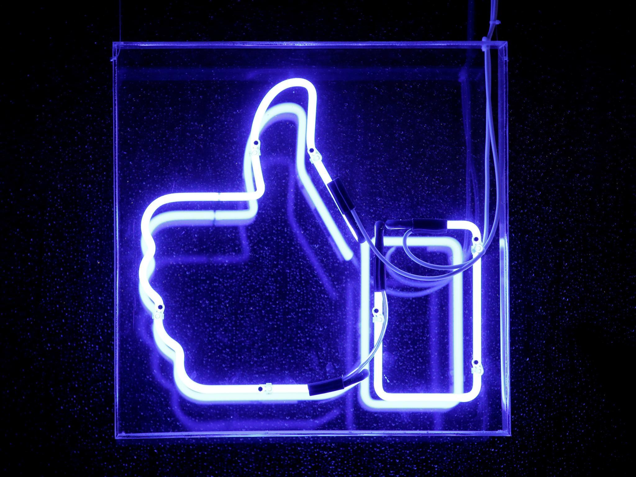 A Facebook like button is pictured at the Facebook's France headquarters in Paris, France, November 27, 2017