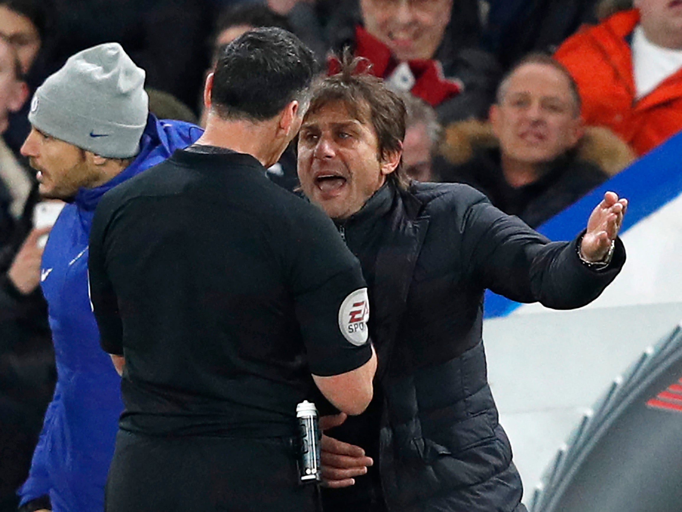 Conte was sent to the stands for screaming in the face of the fourth official