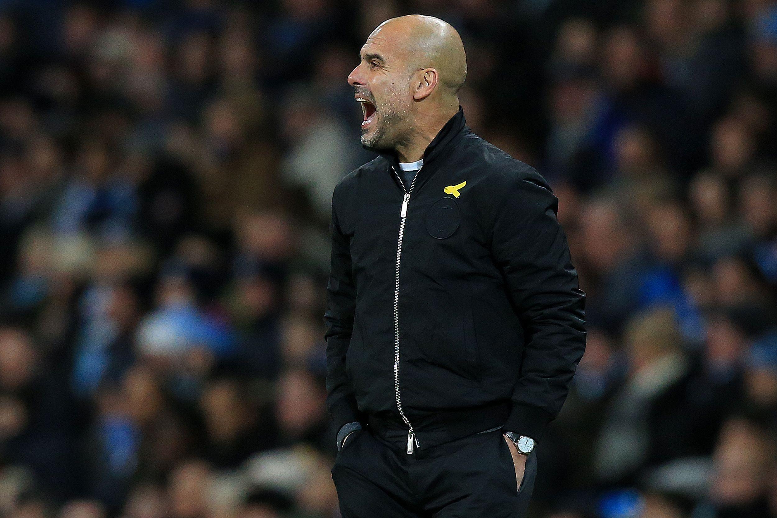 Pep Guardiola marshals his team from the touchline