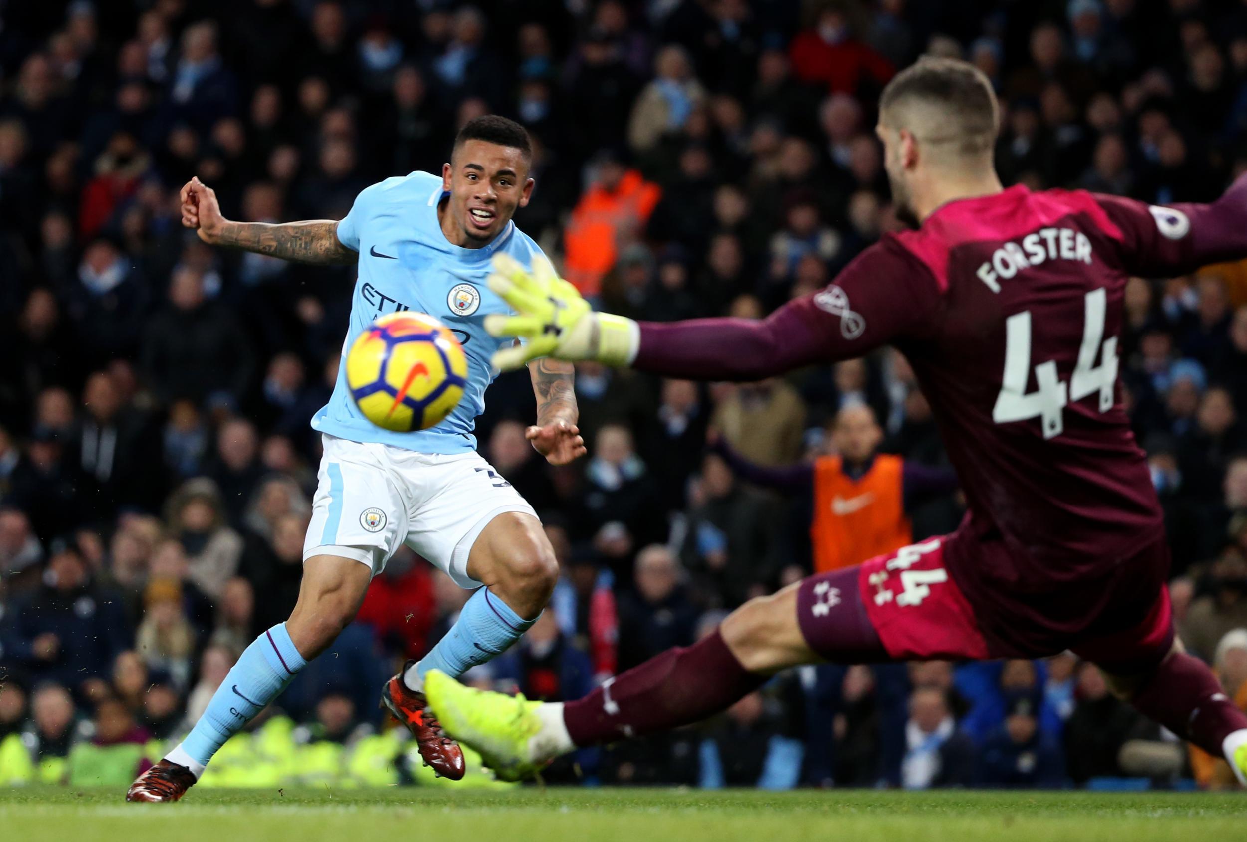 Gabriel Jesus sees Fraser Forster save his effort