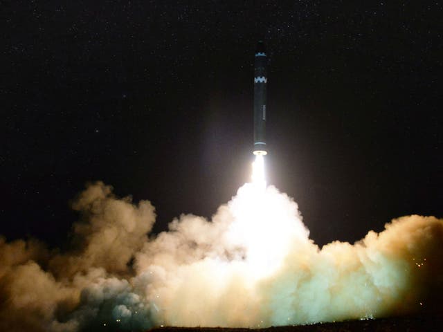  A view of the newly developed intercontinental ballistic rocket Hwasong-15's test that was successfully launched by North Korea