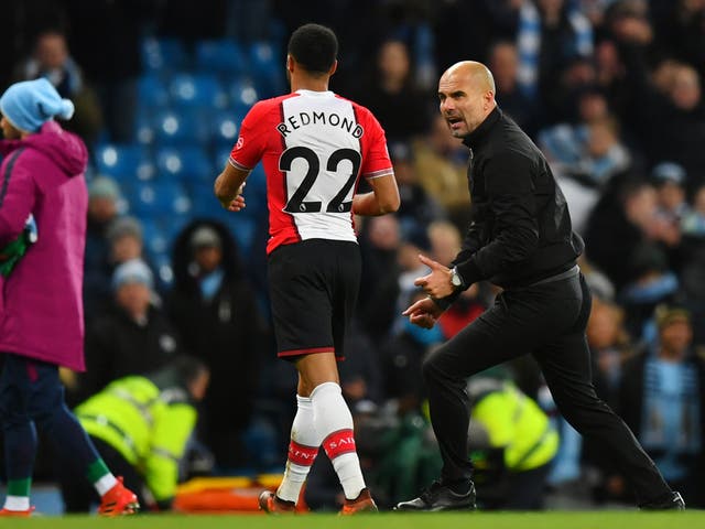 Guardiola confronted Redmond at full-time at the Etihad