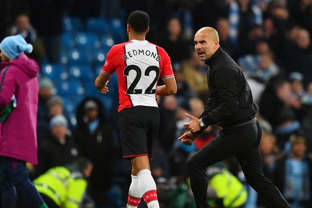 Guardiola confronted Redmond at full-time at the Etihad