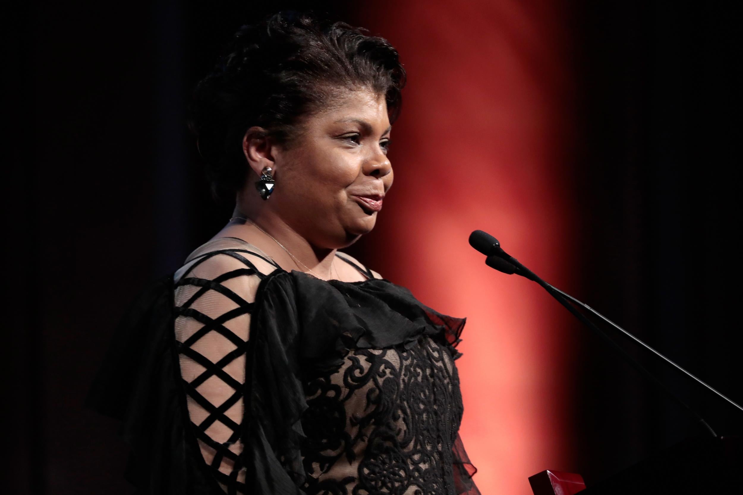 Journalist April Ryan accepts the WMC She Persisted Award onstage at the Women's Media Center 2017 Women's Media Awards