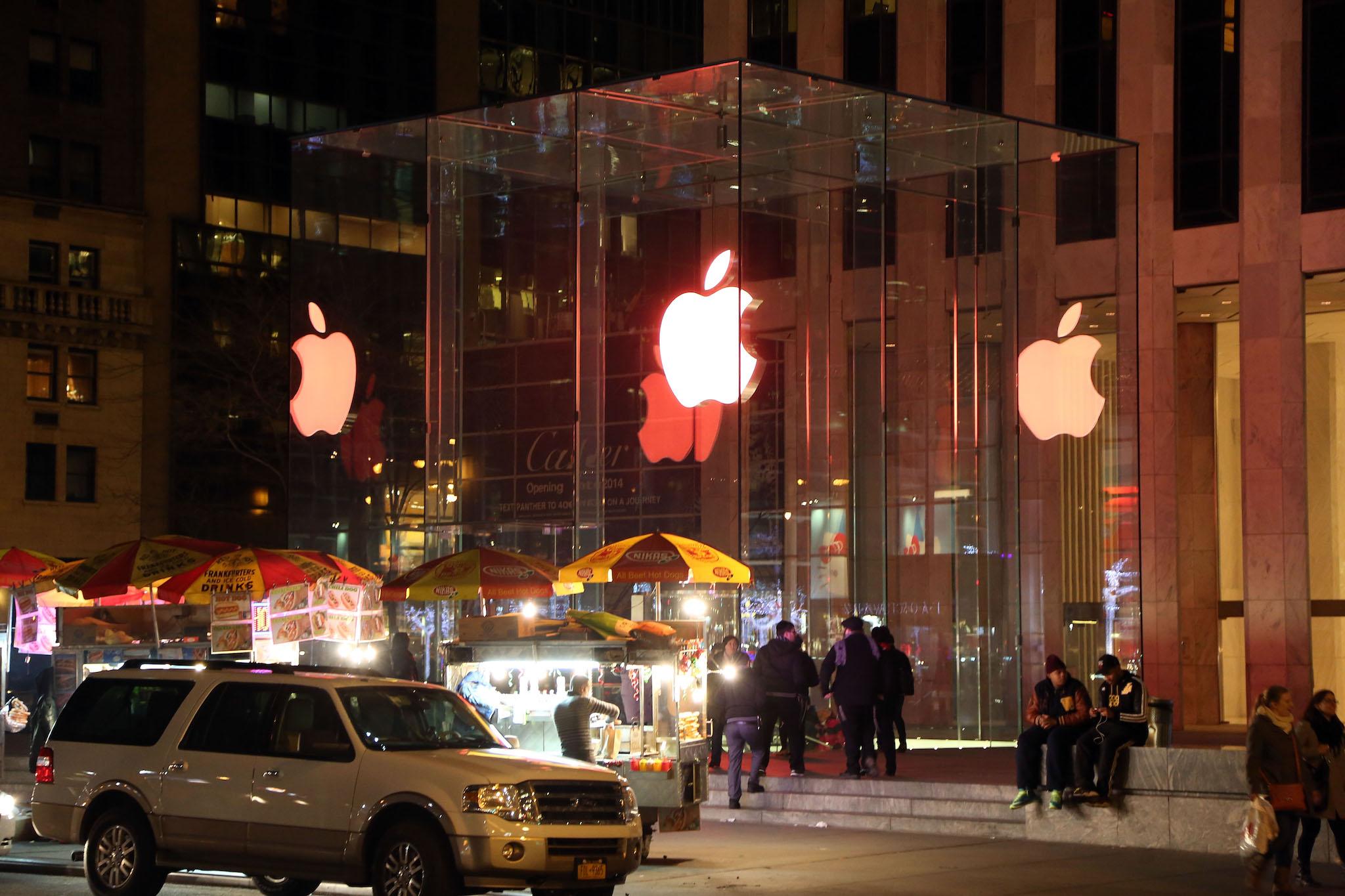 The Apple Store on 5th Avenue as seen during the 25th Annual World AIDS Day on December 1, 2013