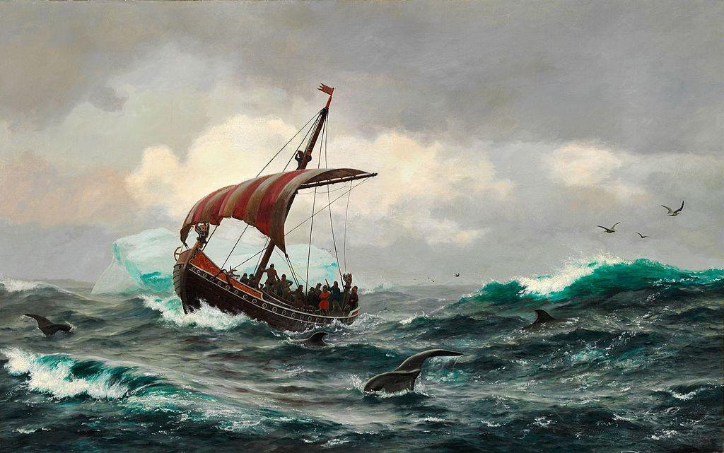 Summer in the Greenland coast circa year 1000, painted by Carl Rasmussen, 19th century