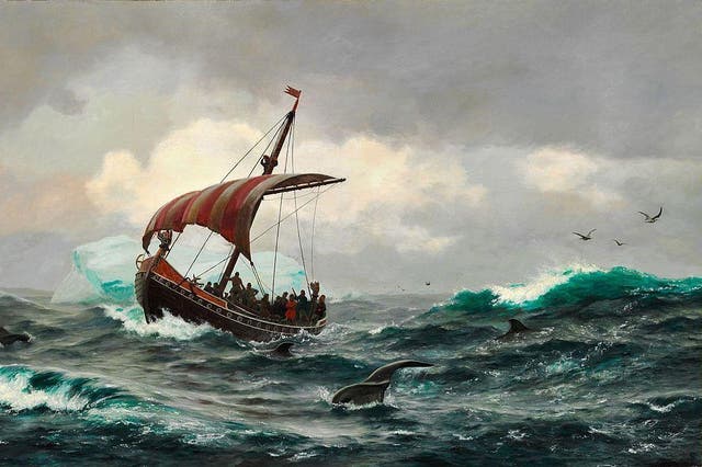 Summer in the Greenland coast circa year 1000, painted by Carl Rasmussen, 19th century
