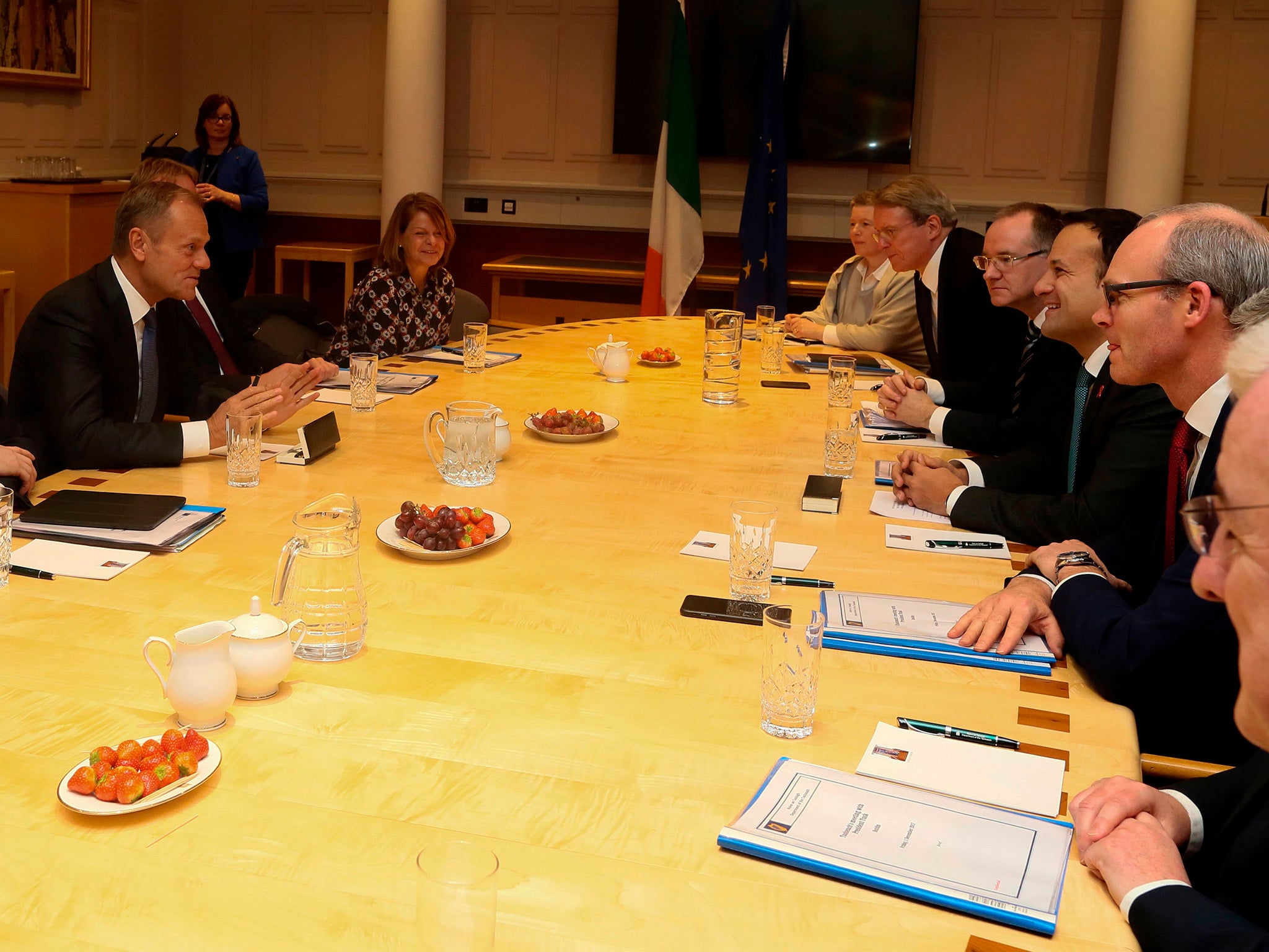 Donald Tusk holds talks with Ireland’s Prime Minister Leo Varadkar (AFP/Getty)