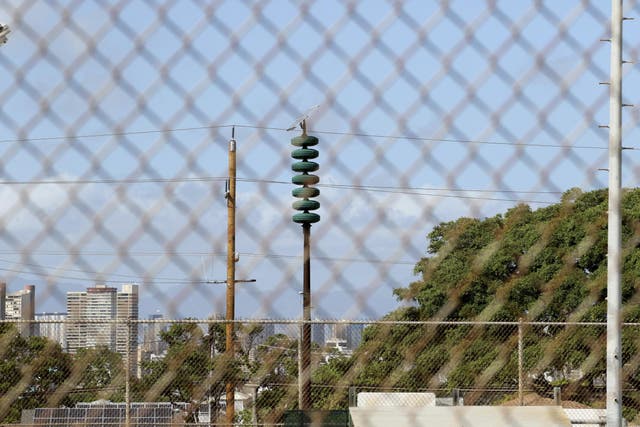 A Hawaii Civil Defense Warning Device, which sounds an alert siren during natural disasters, in Honolulu