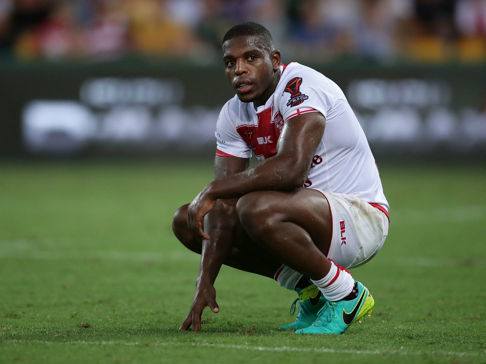 Jermaine McGillvary appears dejected at the full-time whistle