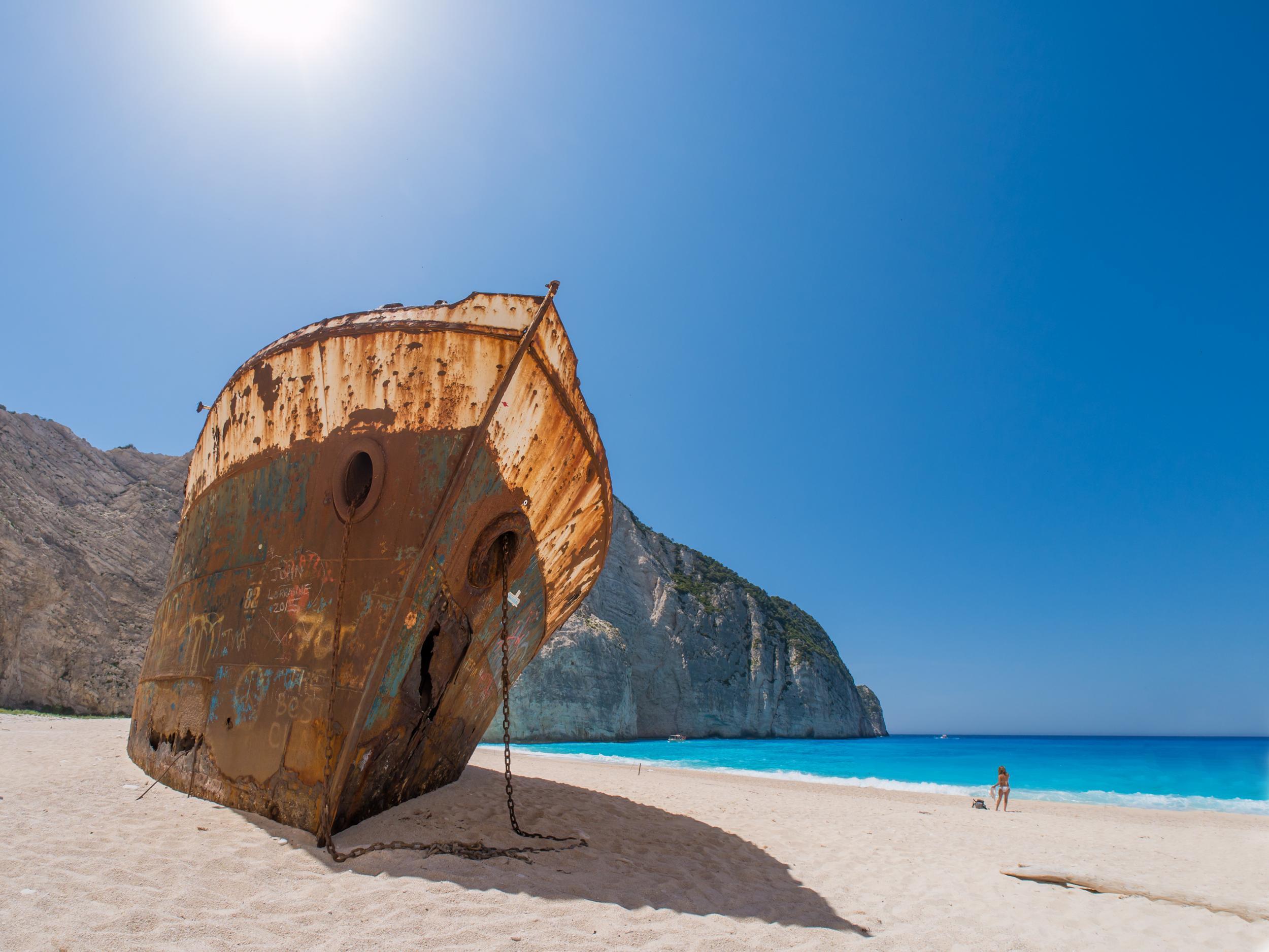 Navagio Beach is an exposed cove Shutterstock/Netfalls Remy Musser