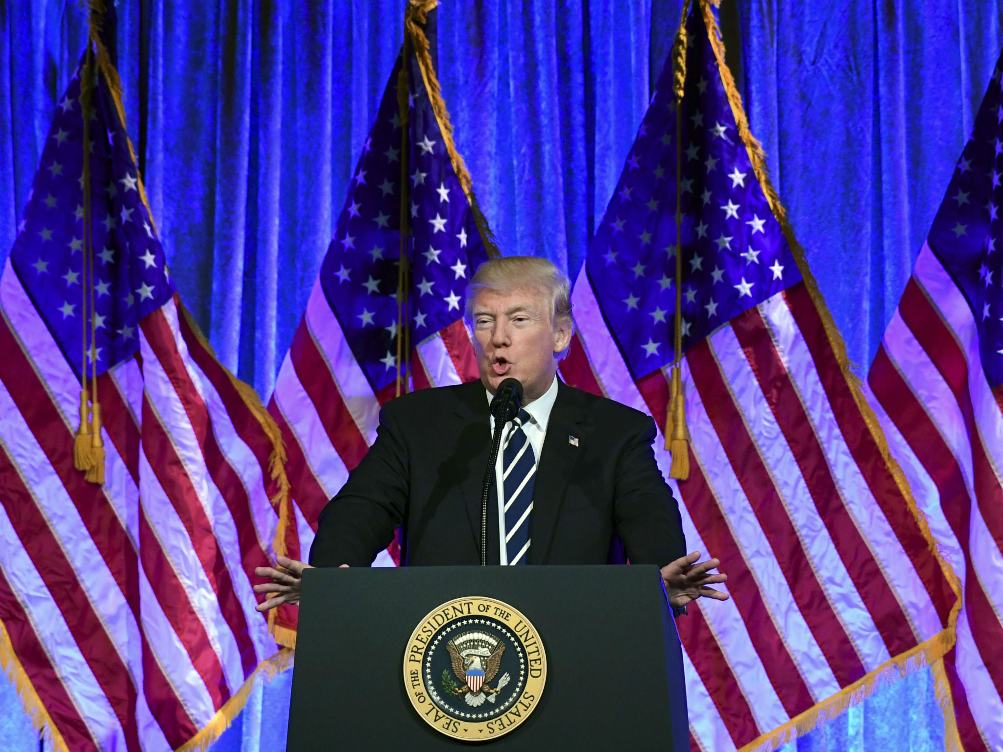 President Donald Trump speaks at a fundraiser at Cipriani's restaurant in New York