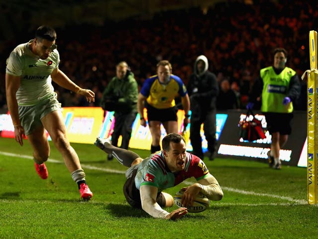 Tim Visser's late try secured victory for Harlequins