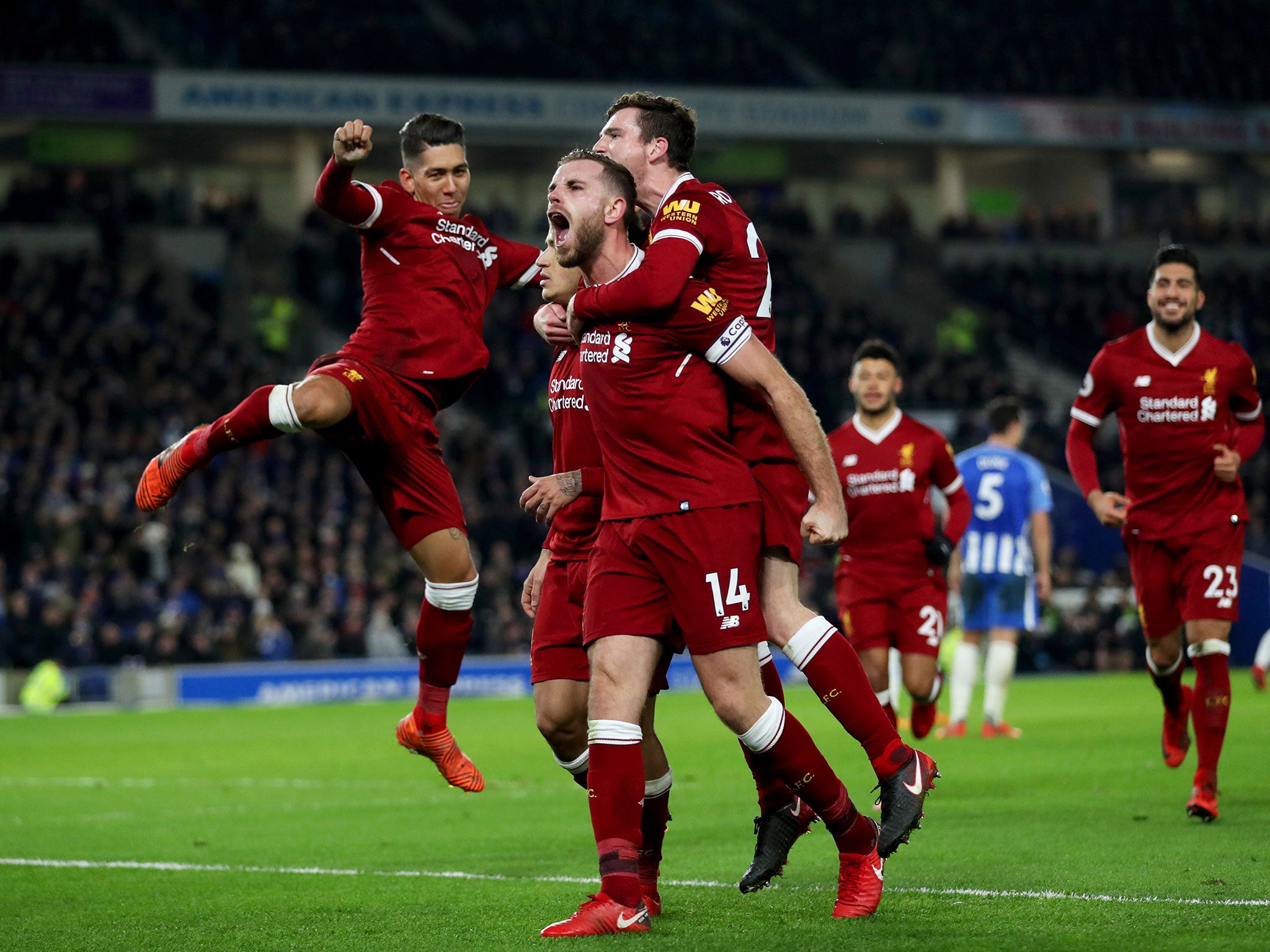 Liverpool romped past Brighton on Saturday in a 5-1 victory