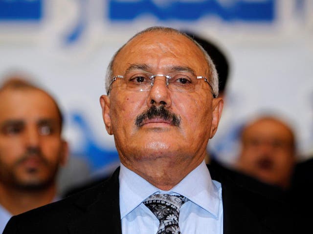 Yemen's former President Ali Abdullah Saleh at an event in Sanaa in September 2012
