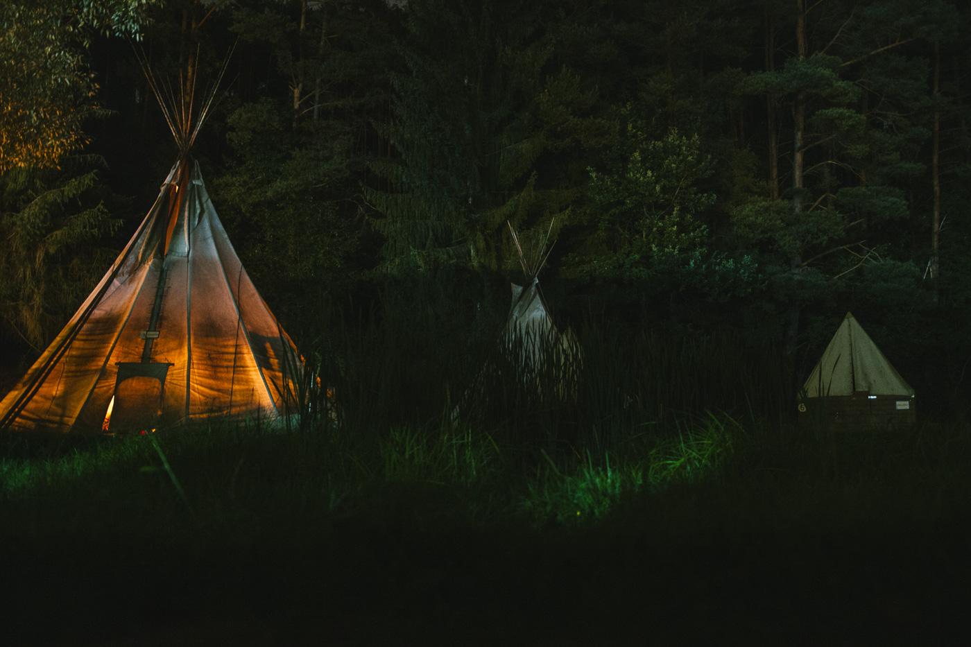 The campsite offers teepees on the bank of the river (Untold)