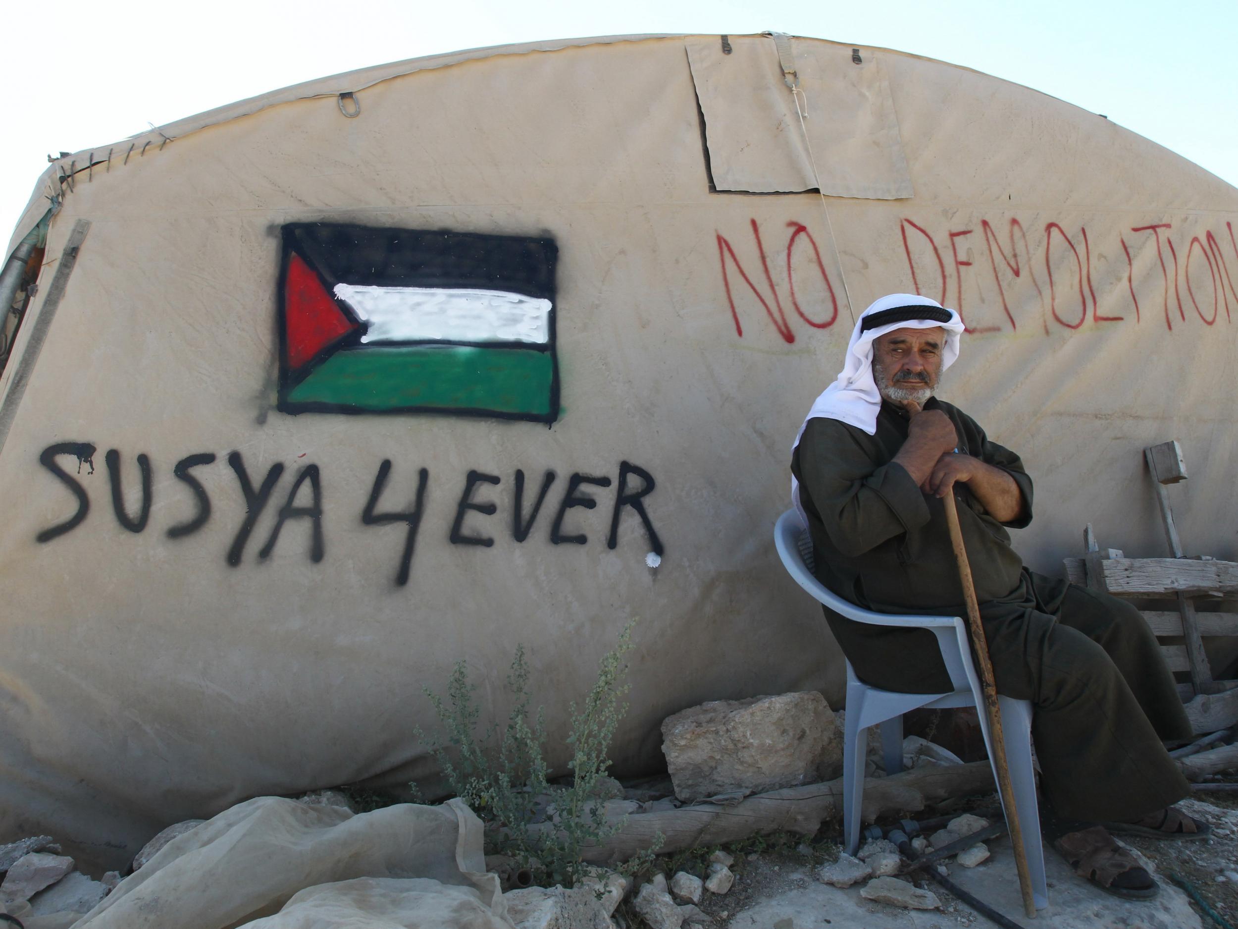 Palestinian residents of Susiya have resorted to living in tents after bricks-and-mortar constructions were torn down