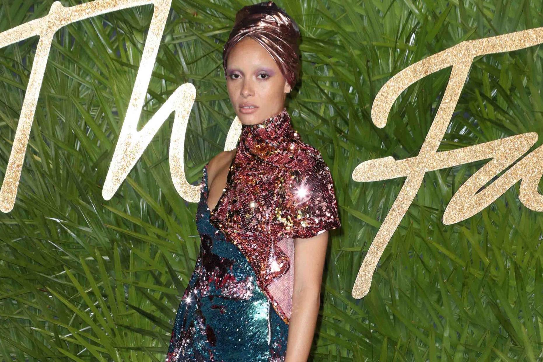 Adwoah Aboah quite literally sparkles in Halpern at the 2017 Fashion Awards