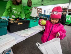 School market stall with free food for London’s hungry children opens