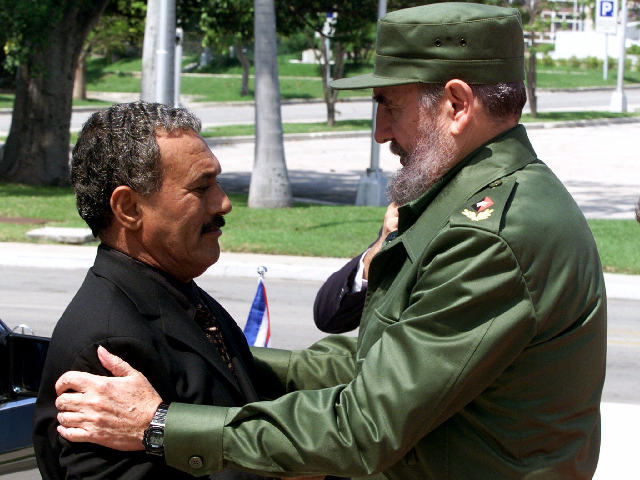 With Fidel Castro during an official welcome ceremony in Havana in 2000