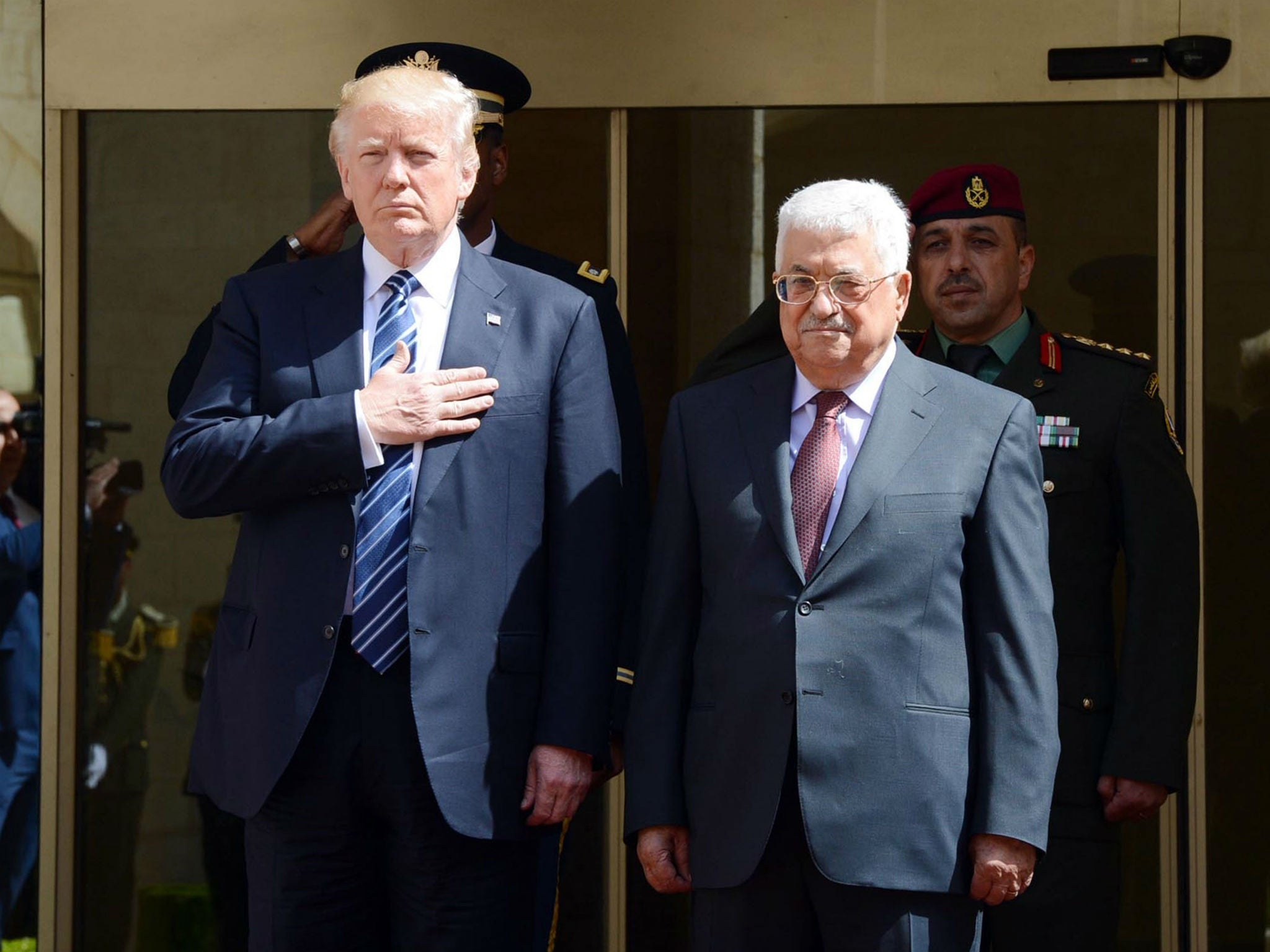 Mr Trump meeting Mahmoud Abbas in September. Mr Abbas has warned that moving the US embassy to Jerusalem would have ‘dangerous consequences’