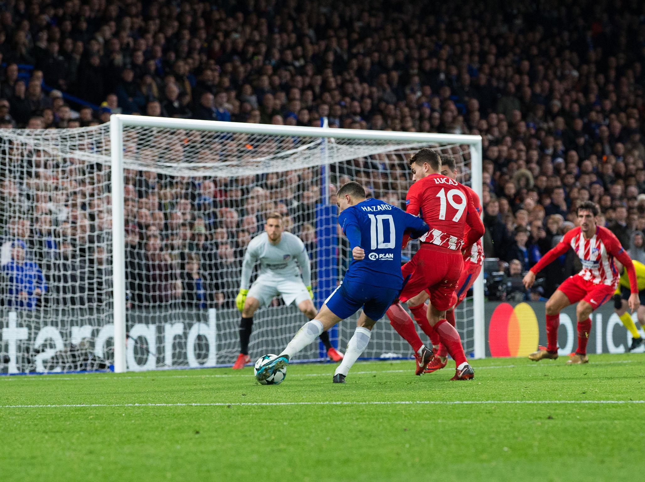 Eden Hazard's shot is deflected to pull Chelsea level