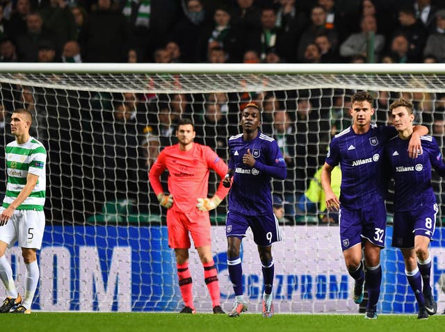 Anderlecht celebrate the match-winning goal