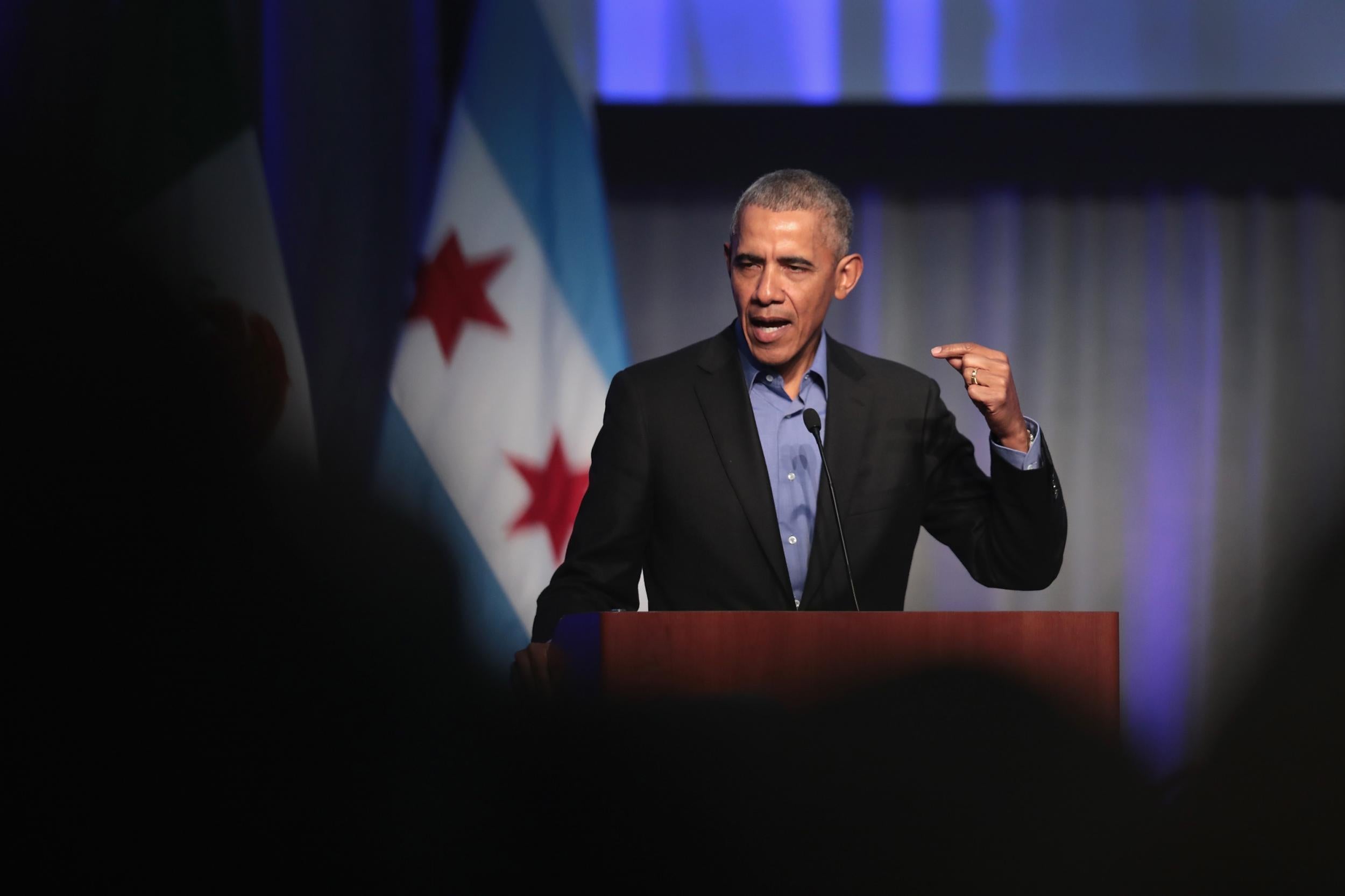 Obama does not explicitly mention Mr Trump by name during the 14-minute speech