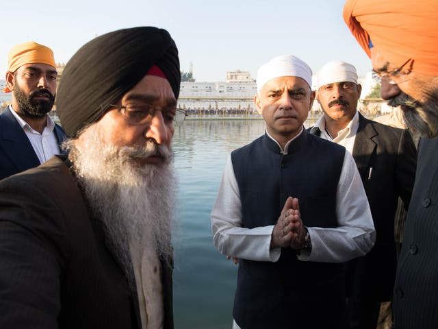 London Mayor Sadiq Khan at the Golden Temple in Amritsar. The Government has rejected his call for an apology for the Jallianwala Bagh massacre