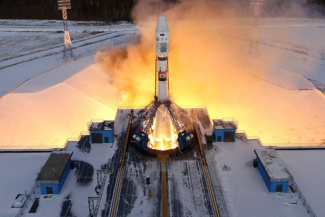 A Russian Souz 2-1b rocket lifts off from the Vostochny Cosmodrome in December 2017