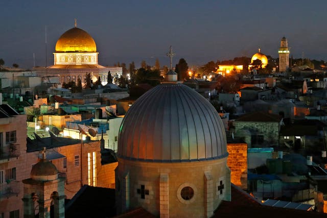 A picture taken on December 4, 2017 shows a general view of the skyline of the old city of Jerusalem, with the Dome of the Rock in the Aqsa Compund.