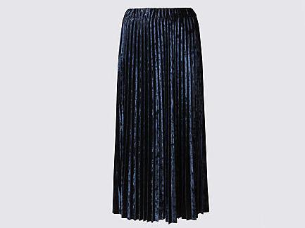 Velvet Pleated A-Line Midi Skirt, £35, Marks &amp; Spencer