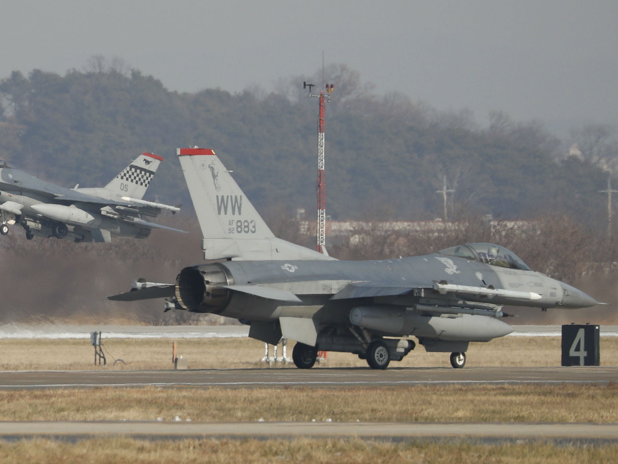 US Air jets take part in joint aerial drills with South Korea, at the Osan Air Base in Pyeongtaek