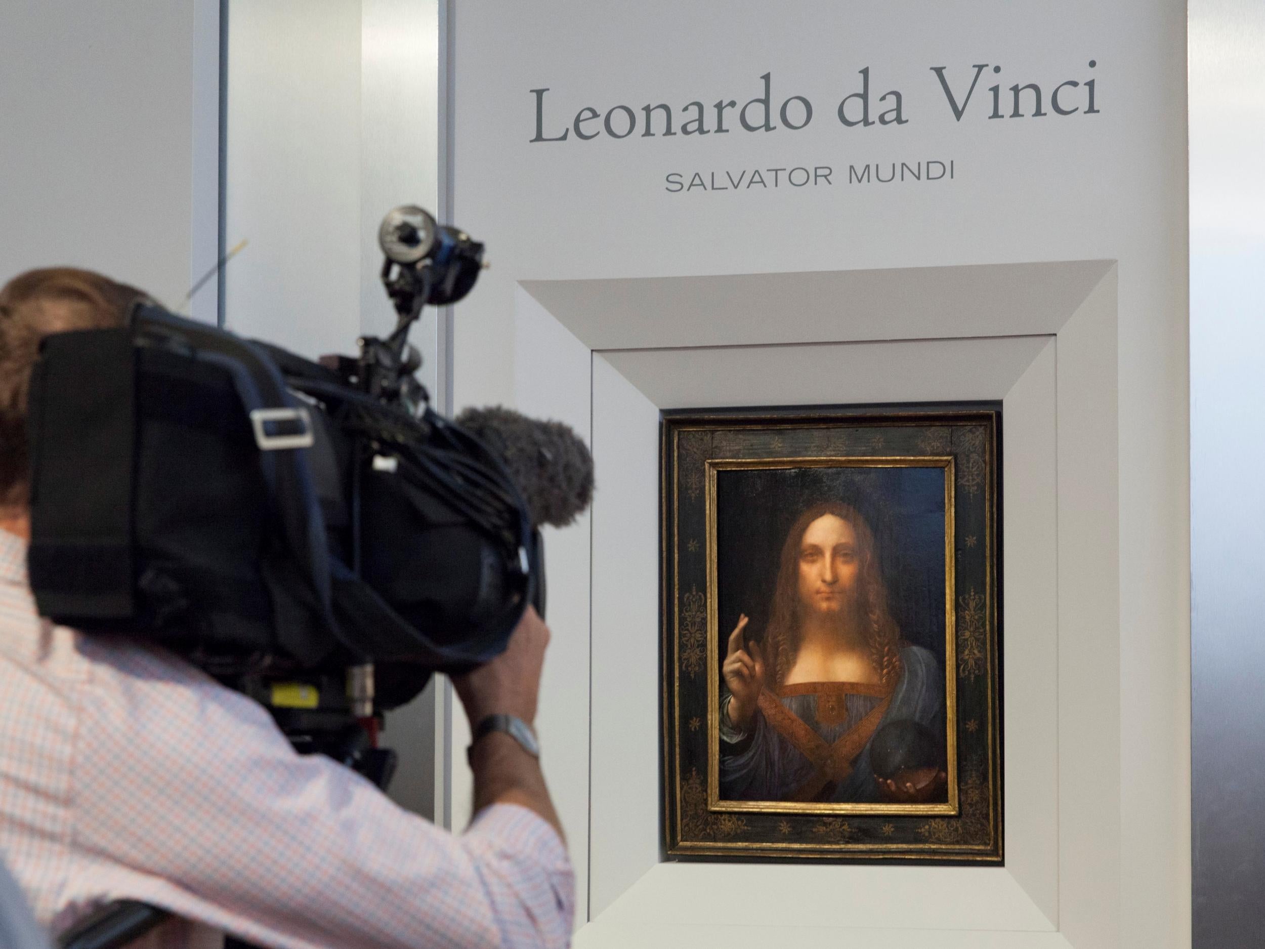 "Salvator Mundi", an ethereal portrait of Jesus Christ that dates to about 1500, the last privately-owned Leonardo da Vinci painting, is on display for media at Christie's auction in New York