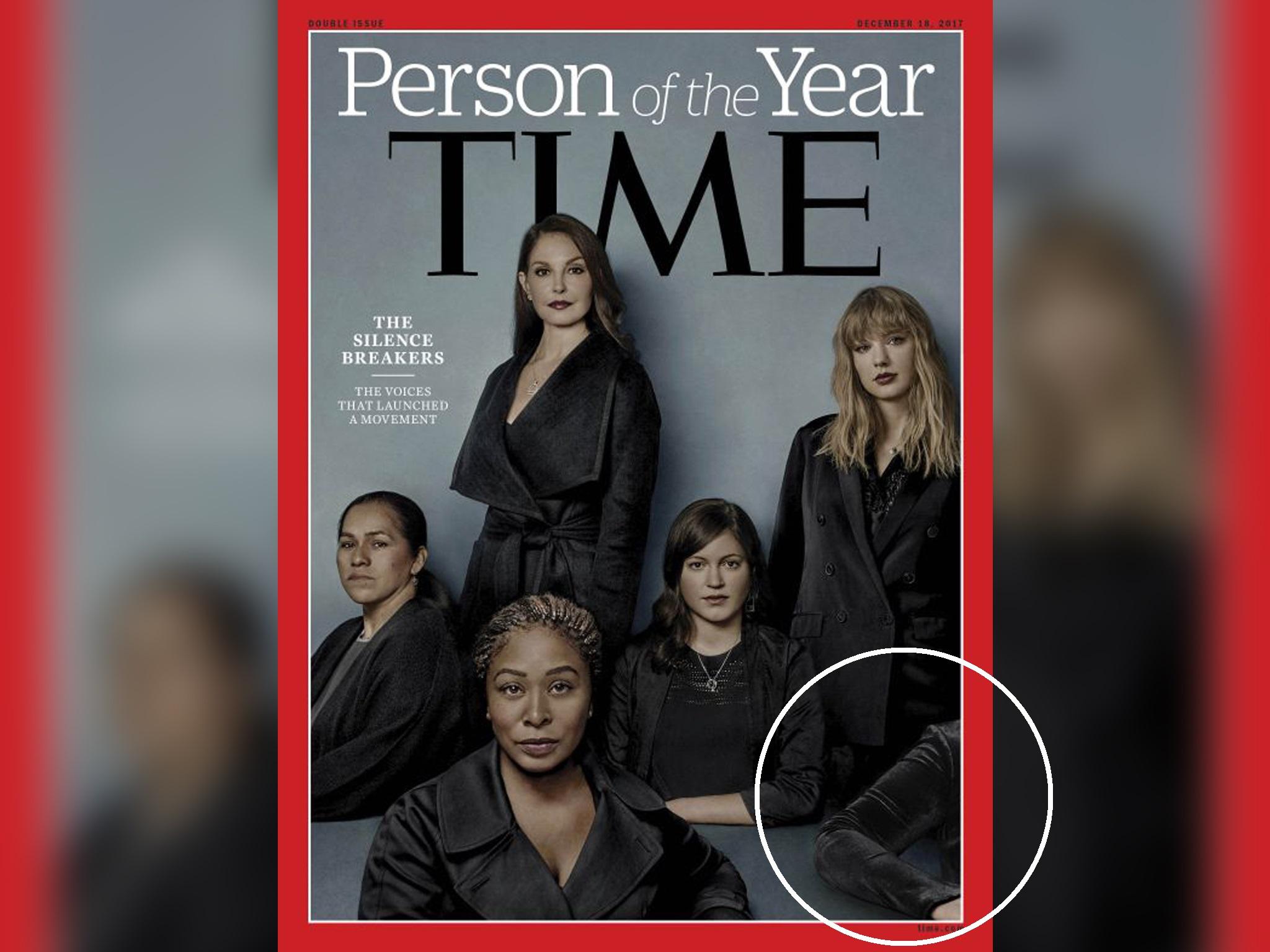 The anonymous woman's elbow appears on Time's 'person of the year' cover