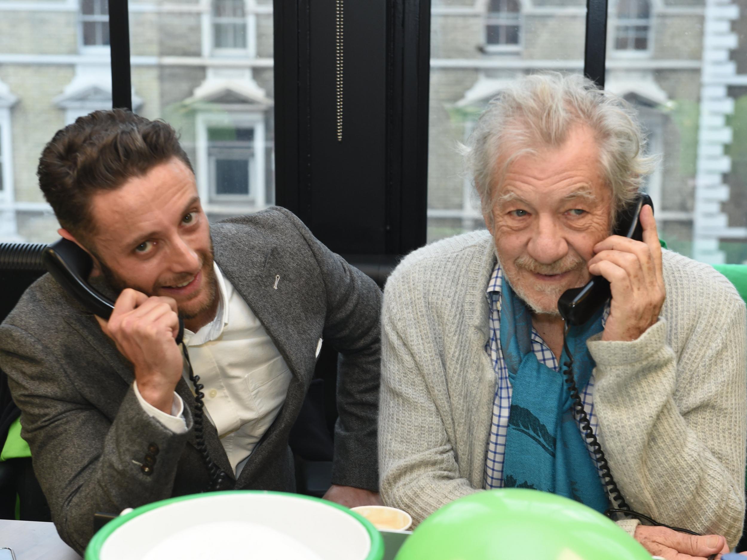 The Independent editor Christian Broughton with actor Ian McKellen