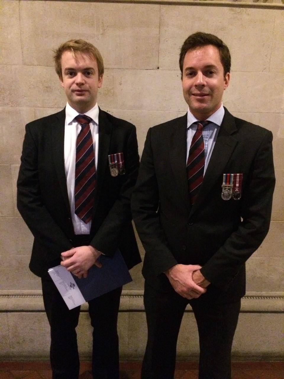 Peter Gordon Finlayson (left) and Toby Mossop, who both served the British Army in Afghanistan working alongside Mr Husseinkhel, were in court to give evidence to support his bail application