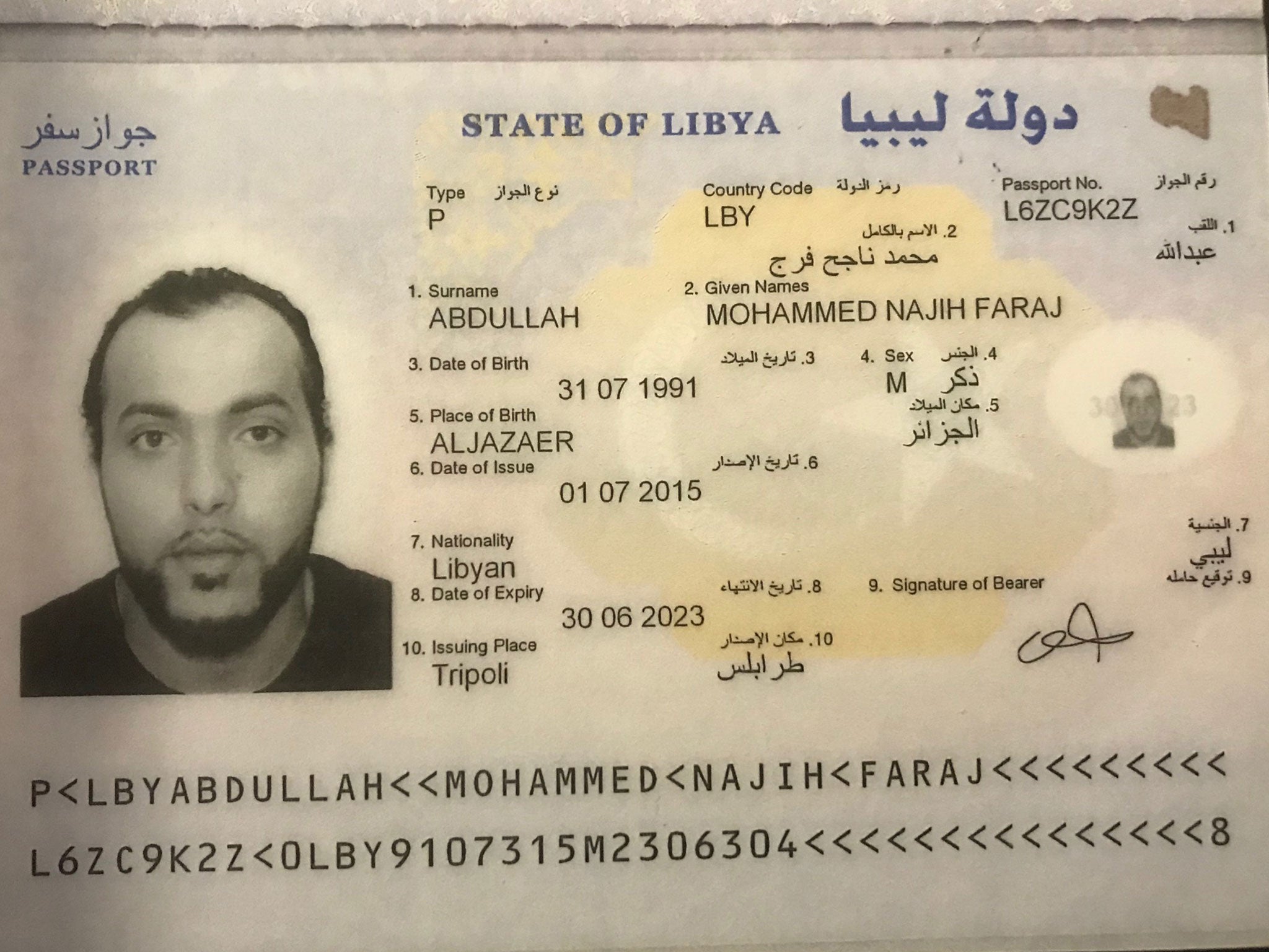 Mohammed Abdallah has joint British and Libyan nationality