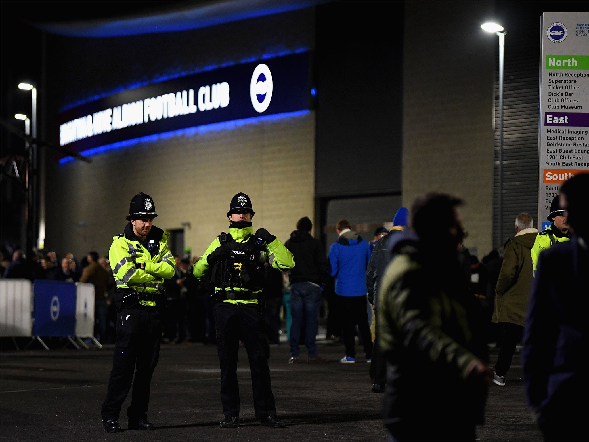 Police outside Brighton's clash with Crystal Palace last month