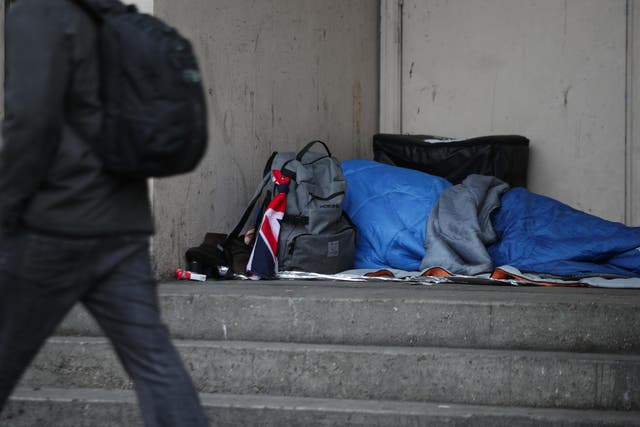 A homeless person sleeping rough in a doorway, as homeless people in Britain now outnumber the population of Newcastle, a leading housing charity has said.