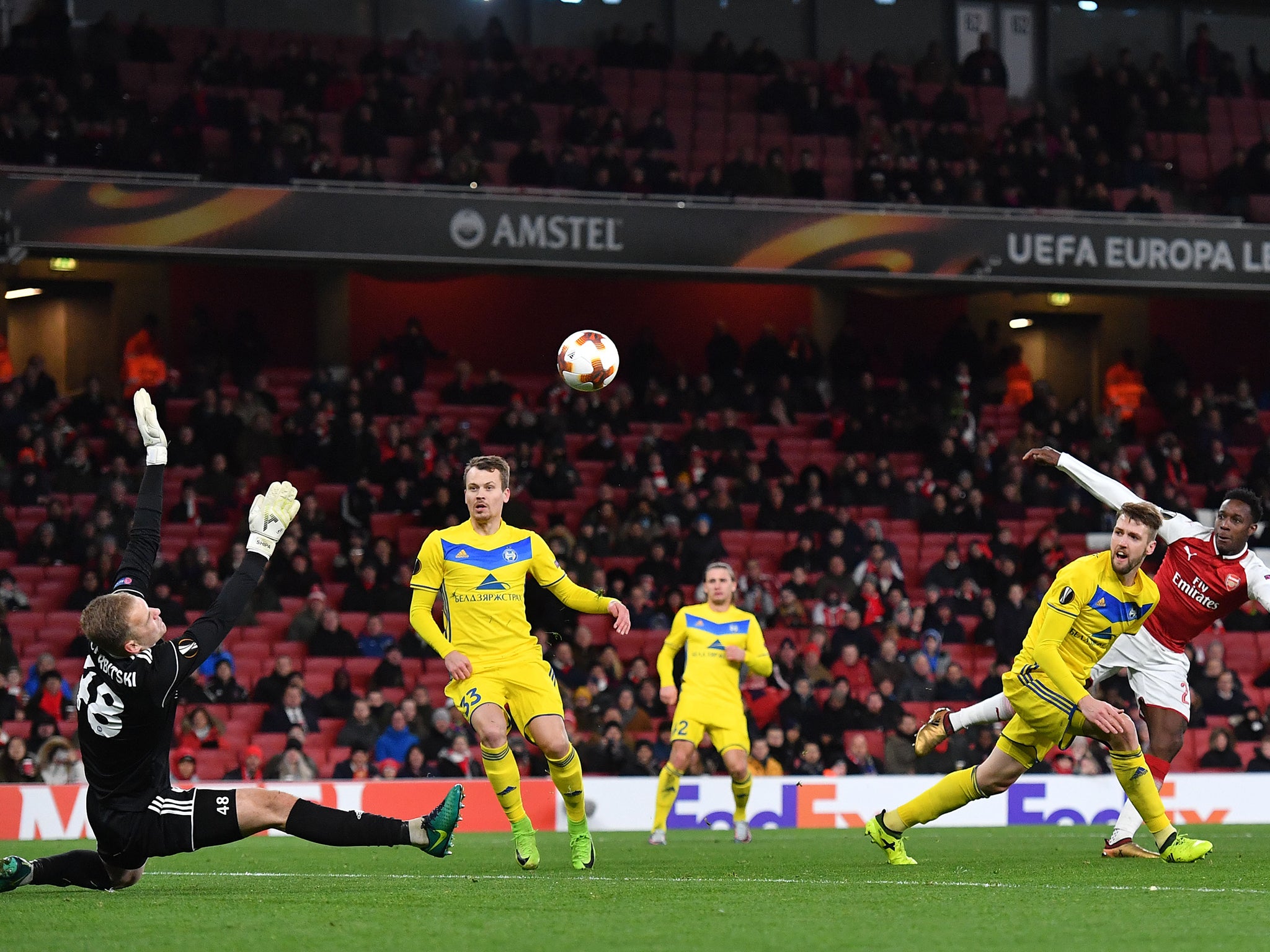 Arsenal's 6-0 win over BATE Borisov was played in front of 'just under 30,000' people