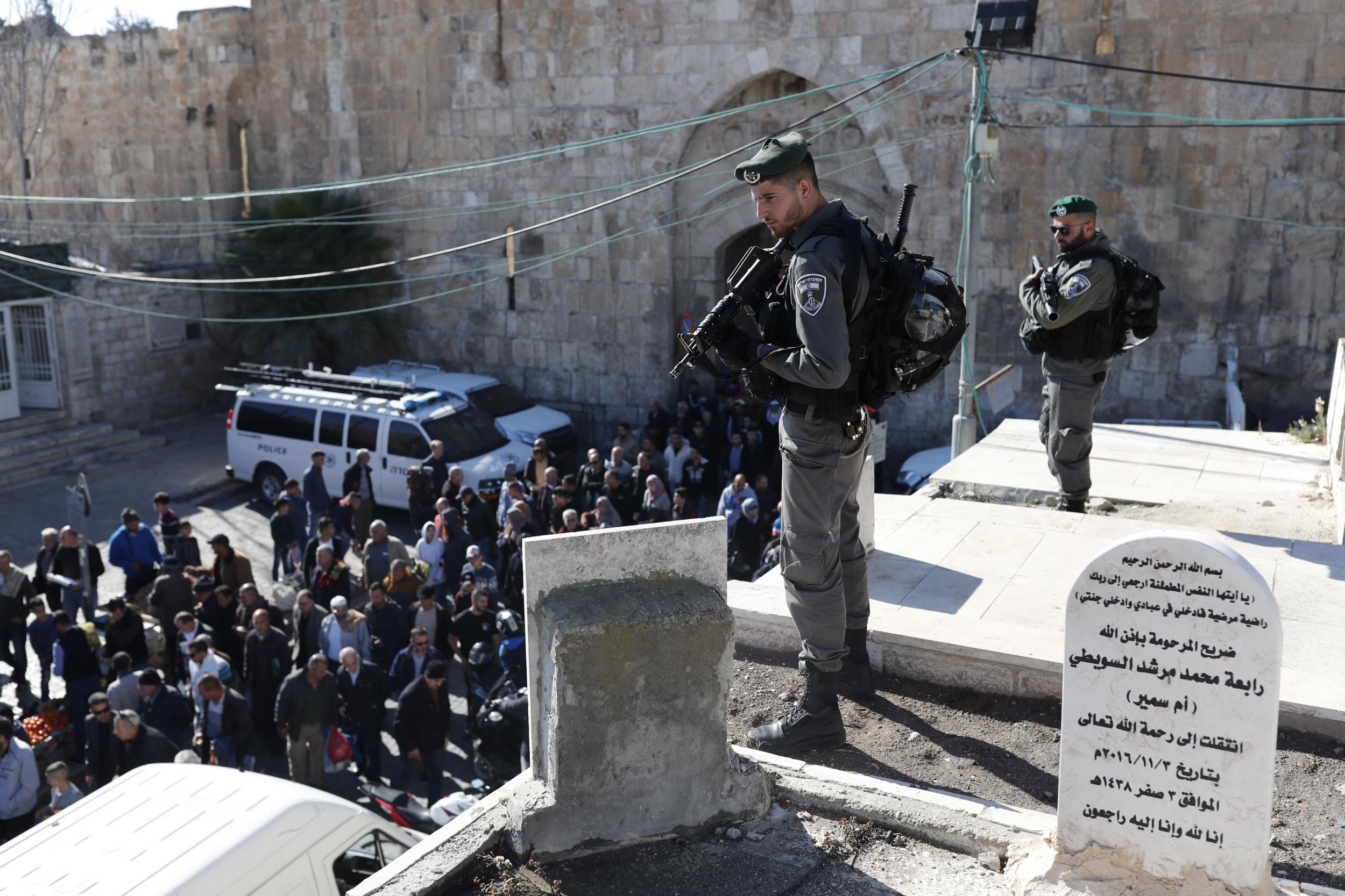 Israeli forces stand guard in Jerusalem's Old City on 8 December 2017