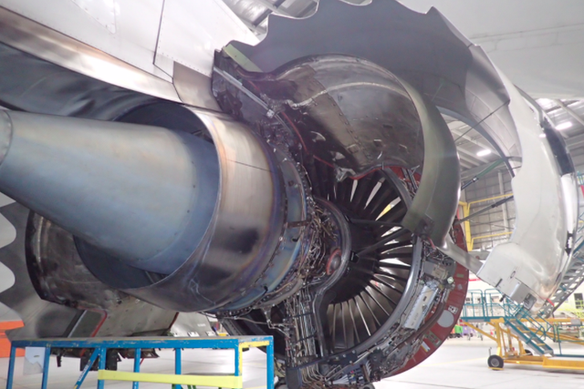 Work in progress: an engine from one of the Air New Zealand Boeing 787s diverted this week