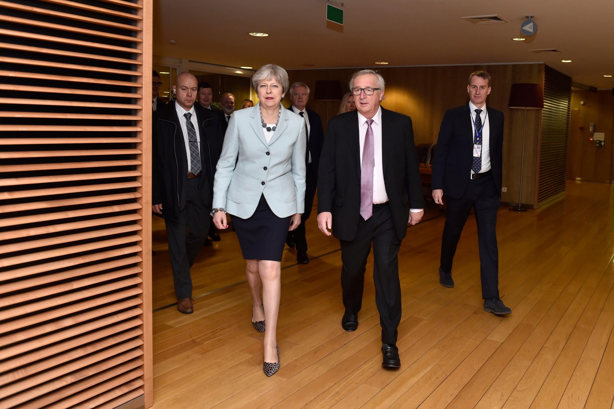 Theresa May and Jean-Claude Juncker meet at the European Commission