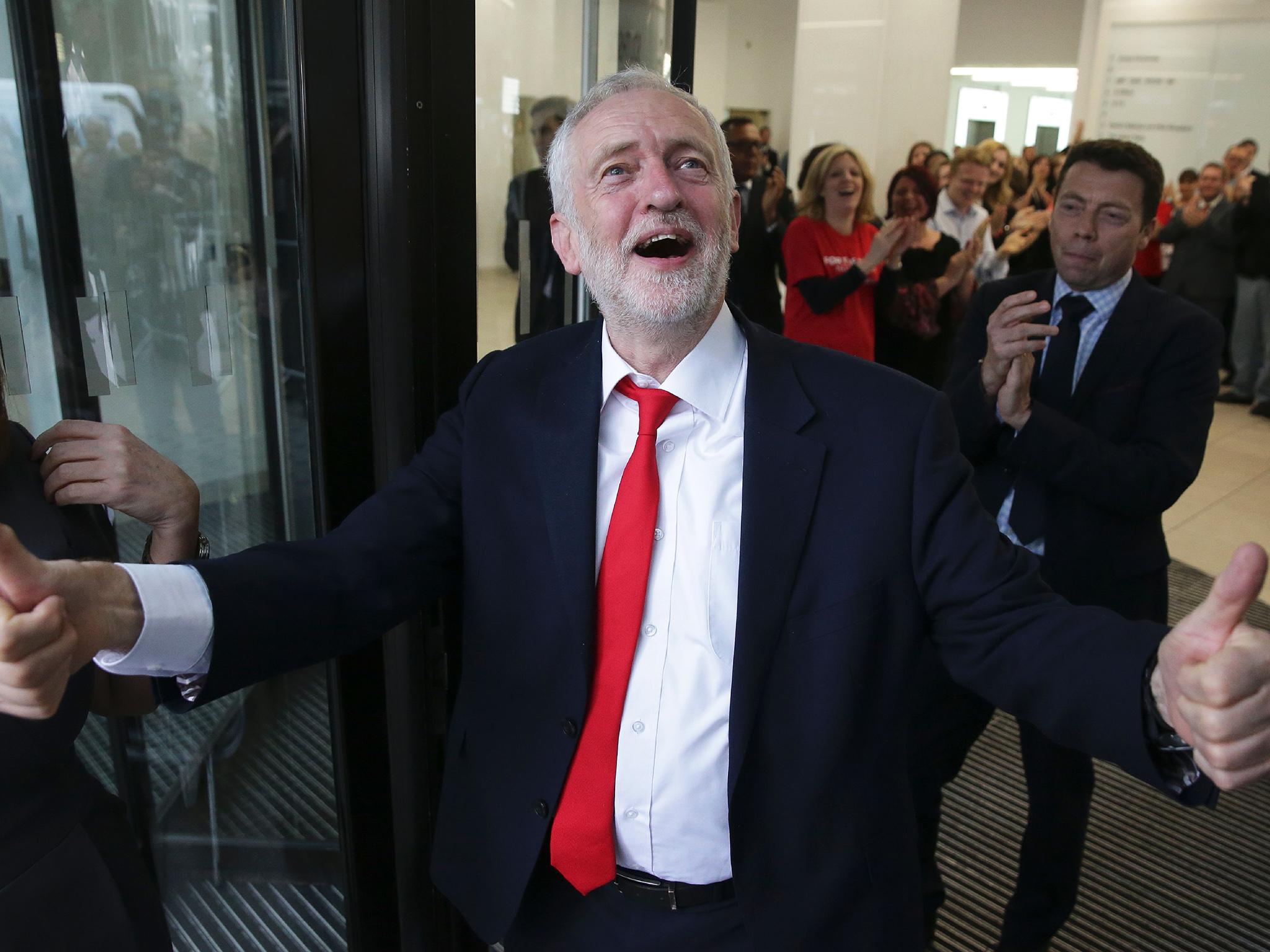 Jeremy Corbyn arriving in Labour HQ in June as the party made huge gains in the snap election