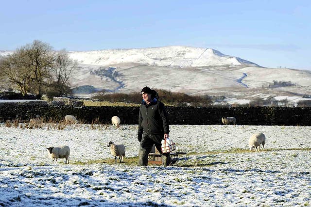 Snowfall in the Yorkshire Dales as the UK is hit by freezing weather
