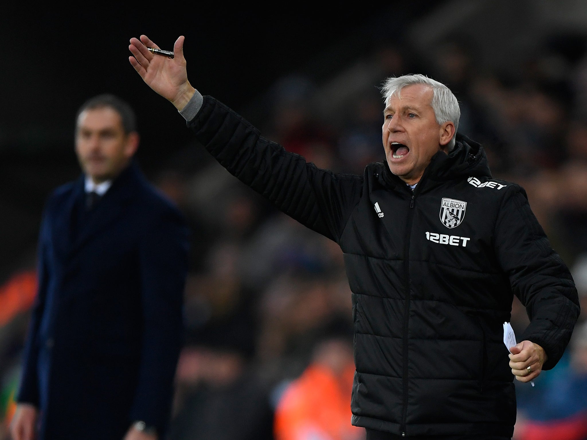 Alan Pardew appeals from the sidelines